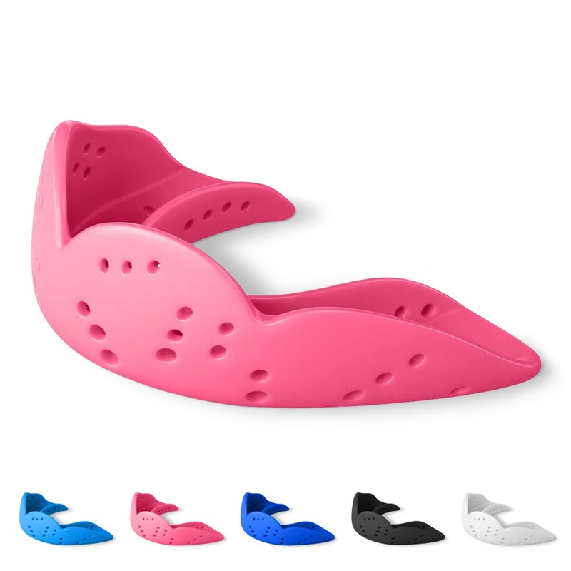 SISU Aero Small Mouthguard, Hot Pink - 30% Stronger Protection for Lacrosse, Football, Hockey, Roller Derby, Team Sports - Remoldable Up to 20 Times - Ultra Slim - Non Toxic - Image 1
